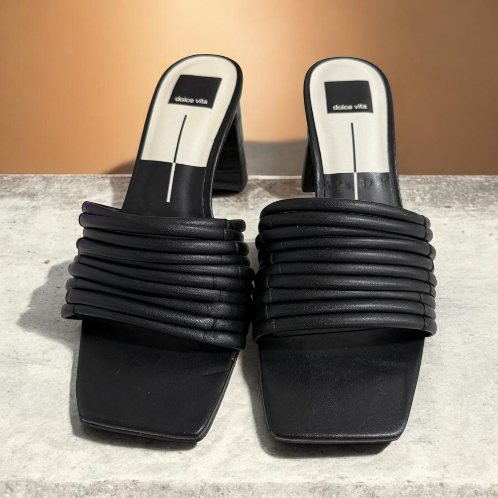 Dolce Vita Black Block Heel Sandals Minimalist Chic Baddie Streetwear Style 9.5
